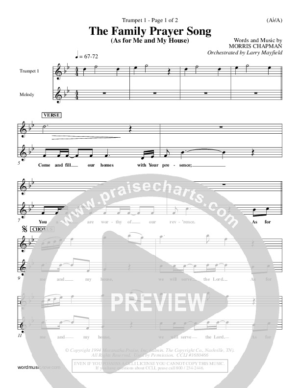 The Family Prayer Song Trumpet 1 (Morris Chapman)
