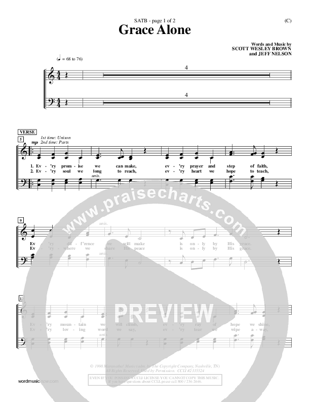 Grace Alone Choir Sheet (SATB) (Jeff Nelson)