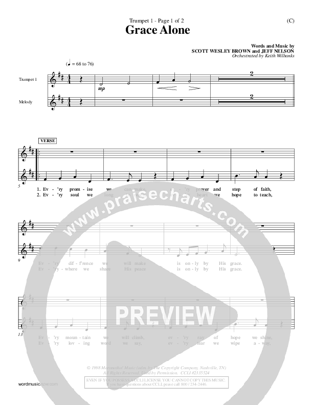 Grace Alone Trumpet 1 (Jeff Nelson)