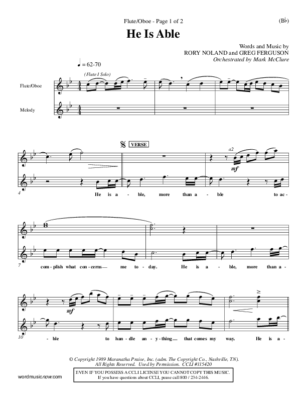 He Is Able Flute/Oboe ()