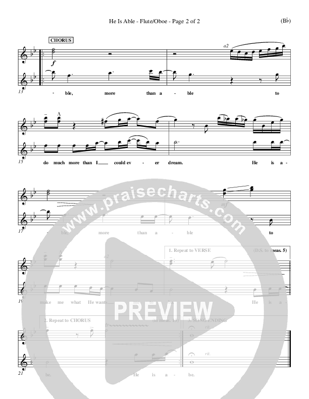 He Is Able Flute/Oboe ()