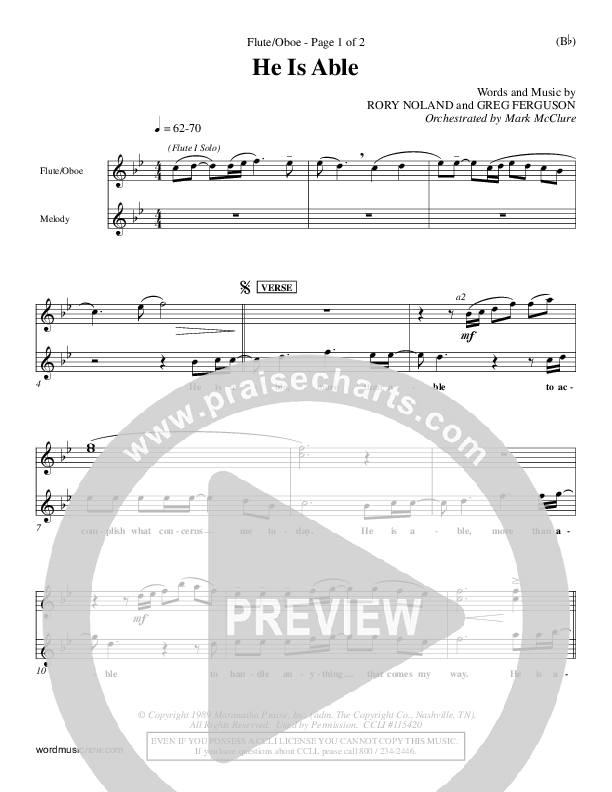 He Is Able Flute/Oboe ()