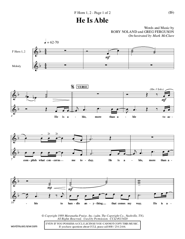 He Is Able French Horn 1/2 ()