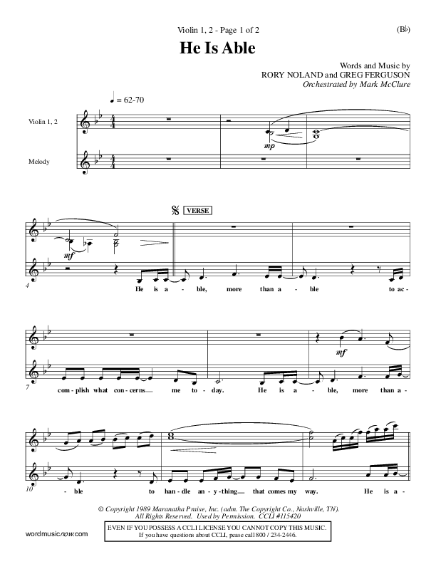 He Is Able Violin 1/2 ()