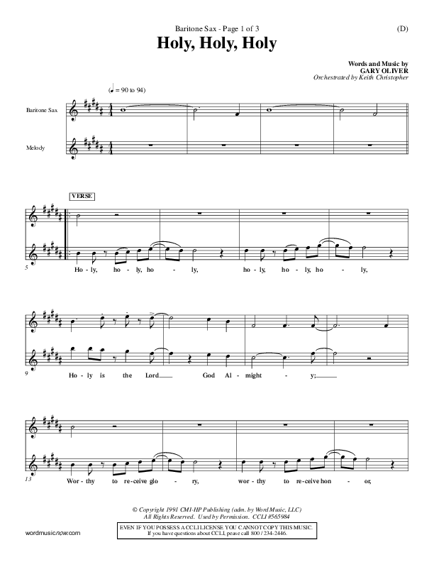 Holy Holy Holy Bari Sax (Gary Oliver)