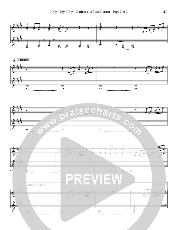 Holy Holy Holy Clarinet 1/2, Bass Clarinet (Gary Oliver)