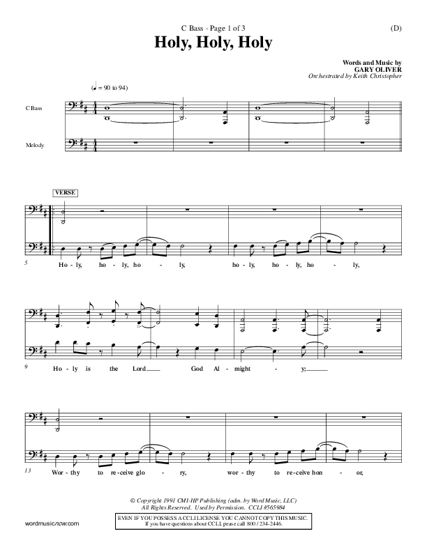 Holy Holy Holy Contrabass (Gary Oliver)