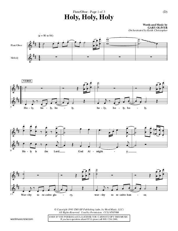 Holy Holy Holy Flute/Oboe (Gary Oliver)