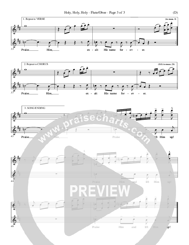 Holy Holy Holy Flute/Oboe (Gary Oliver)