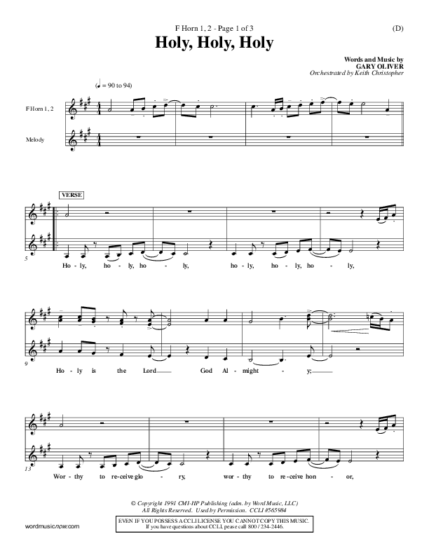 Holy Holy Holy French Horn 1/2 (Gary Oliver)