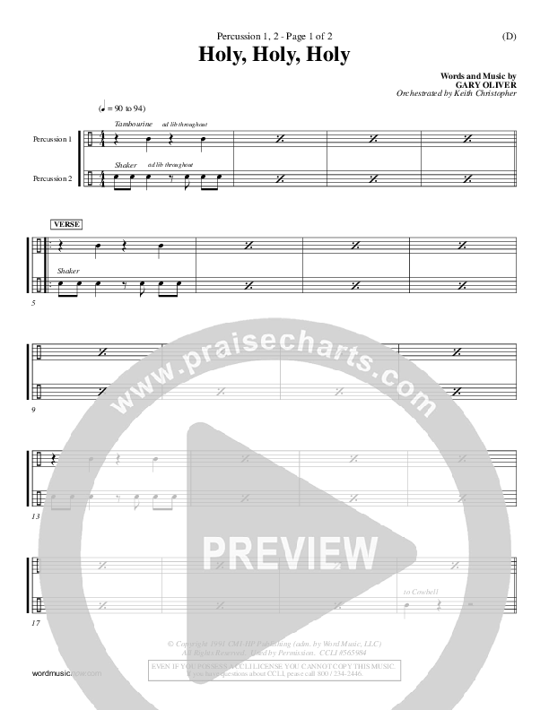 Holy Holy Holy Percussion 1/2 (Gary Oliver)