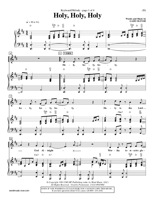 Holy Holy Holy Lead Sheet (Gary Oliver)