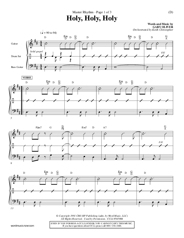 Holy Holy Holy Rhythm Chart (Gary Oliver)