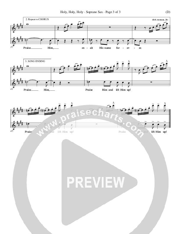 Holy Holy Holy Soprano Sax (Gary Oliver)