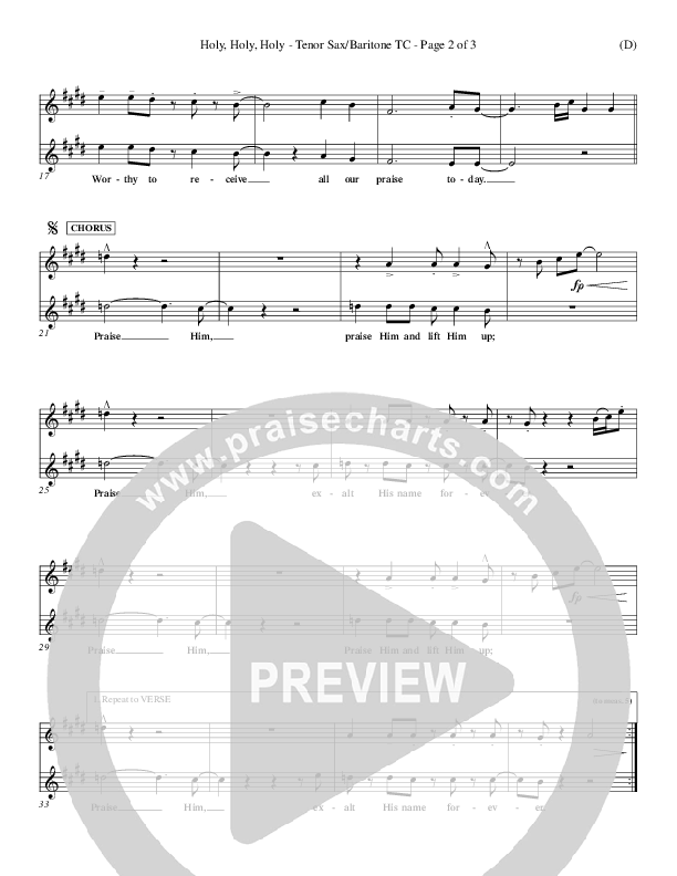 Holy Holy Holy Tenor Sax/Baritone T.C. (Gary Oliver)