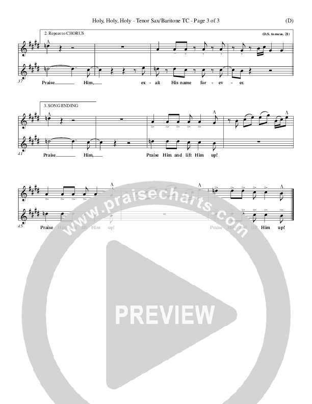 Holy Holy Holy Tenor Sax/Baritone T.C. (Gary Oliver)