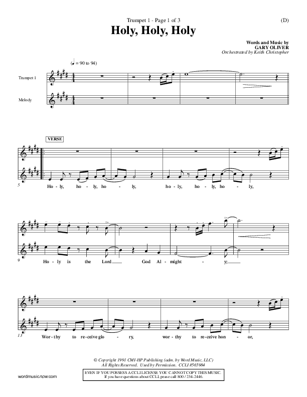 Holy Holy Holy Trumpet 1 (Gary Oliver)