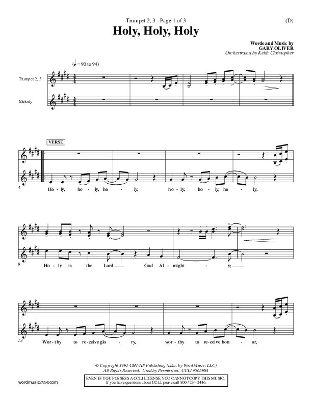 Holy Holy Holy Trumpet 2/3 (Gary Oliver)