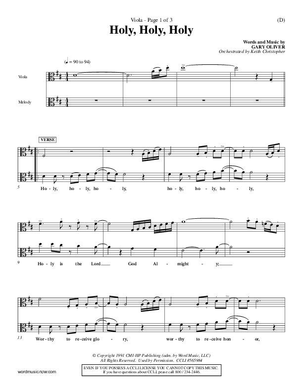 Holy Holy Holy Viola (Gary Oliver)