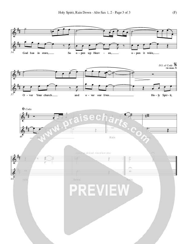 Holy Spirit Rain Down Alto Sax 1/2 (Russell Fragar)