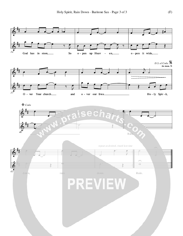 Holy Spirit Rain Down Bari Sax (Russell Fragar)