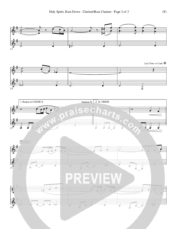 Holy Spirit Rain Down Clarinet 1/2, Bass Clarinet (Russell Fragar)
