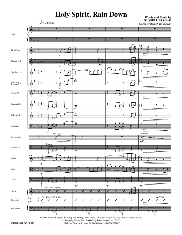 Holy Spirit Rain Down Conductor's Score (Russell Fragar)