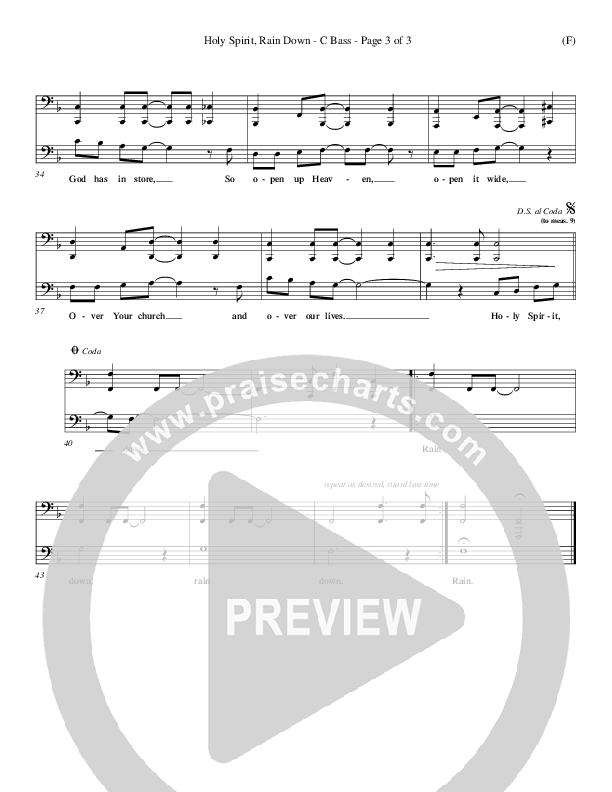 Holy Spirit Rain Down Contrabass (Russell Fragar)