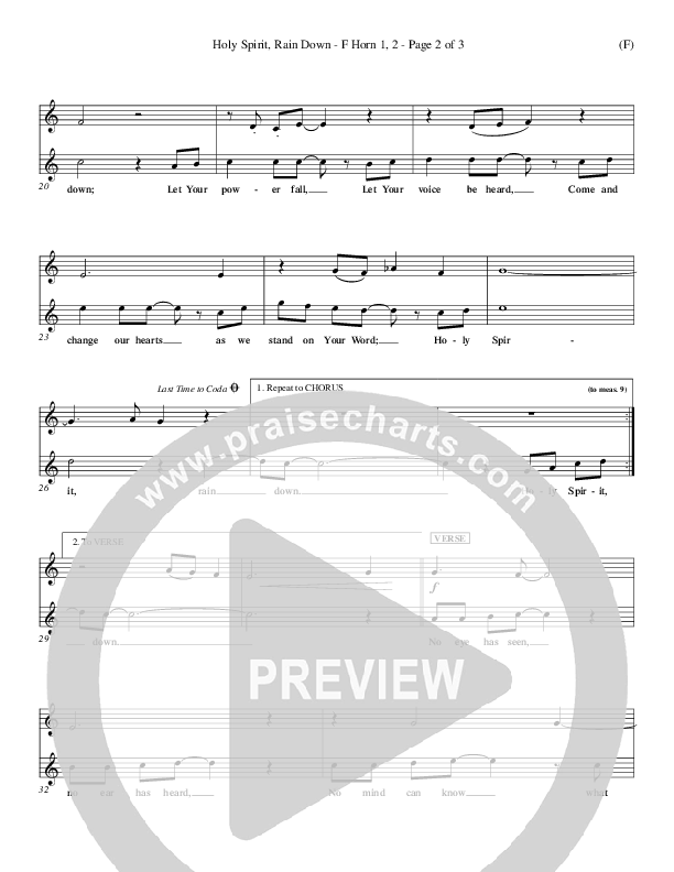 Holy Spirit Rain Down French Horn 1/2 (Russell Fragar)