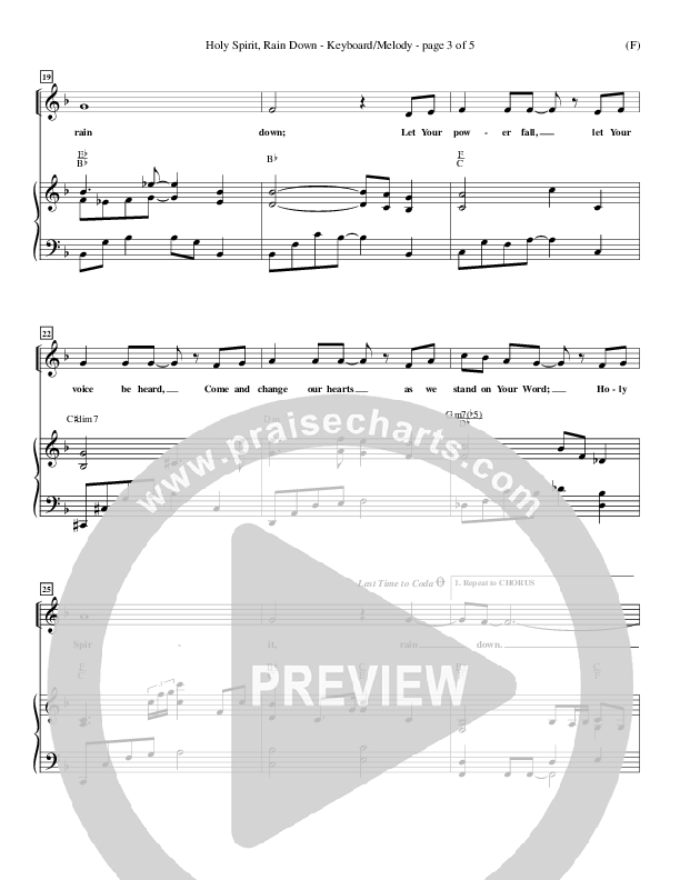 Holy Spirit Rain Down Lead Sheet (Russell Fragar)