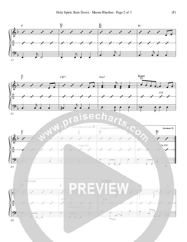 Holy Spirit Rain Down Rhythm Chart (Russell Fragar)