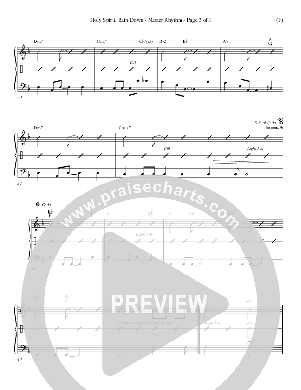 Holy Spirit Rain Down Rhythm Chart (Russell Fragar)