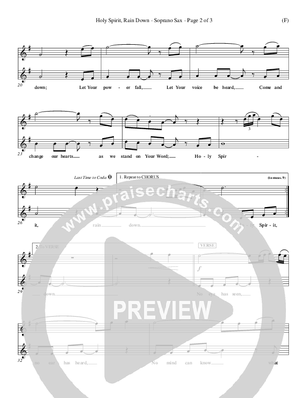 Holy Spirit Rain Down Soprano Sax (Russell Fragar)