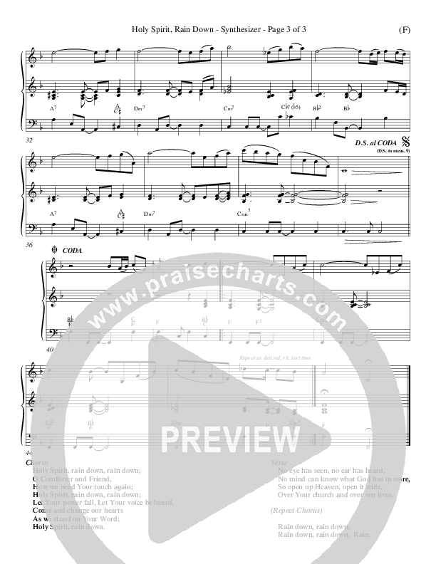 Holy Spirit Rain Down Synth (Russell Fragar)