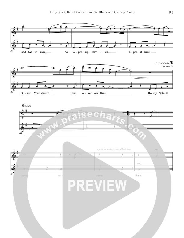 Holy Spirit Rain Down Tenor Sax 2 (Russell Fragar)