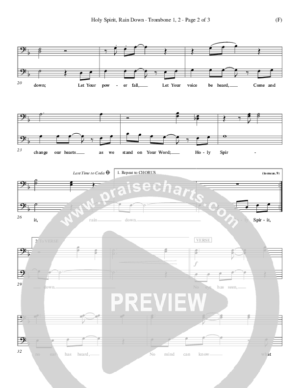 Holy Spirit Rain Down Trombone 1/2 (Russell Fragar)