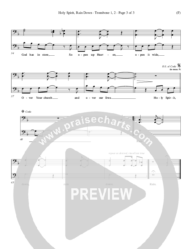 Holy Spirit Rain Down Trombone 1/2 (Russell Fragar)