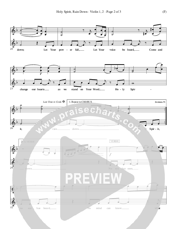 Holy Spirit Rain Down Violin 1/2 (Russell Fragar)