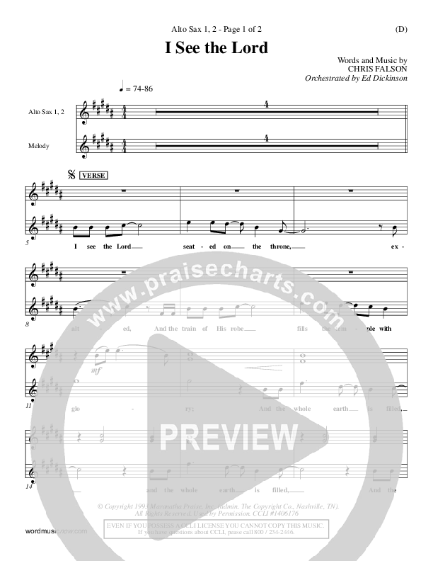 I See The Lord Alto Sax 1/2 (Chris Falson)
