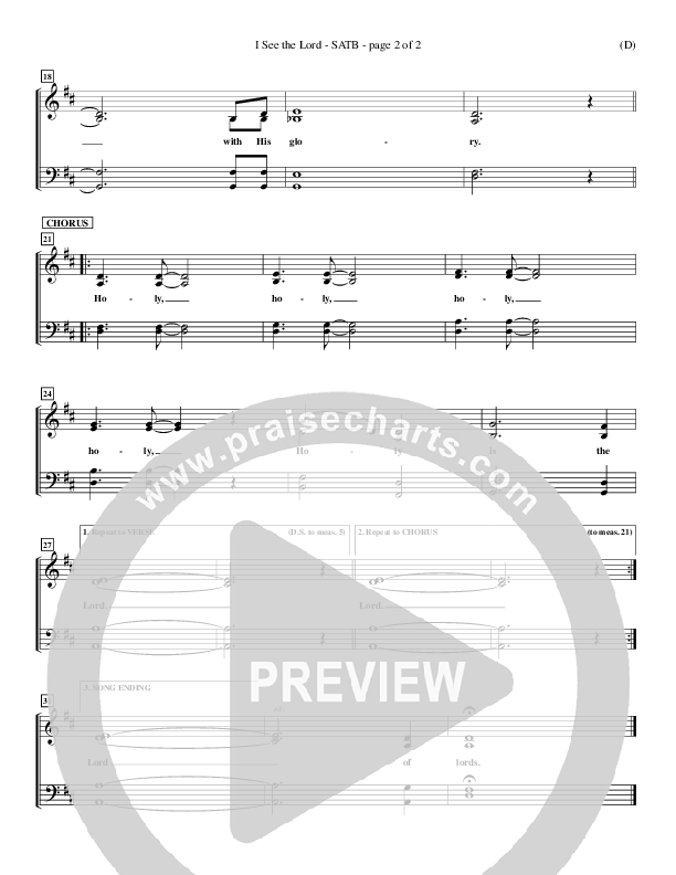 I See The Lord Choir Vocals (SATB) (Chris Falson)