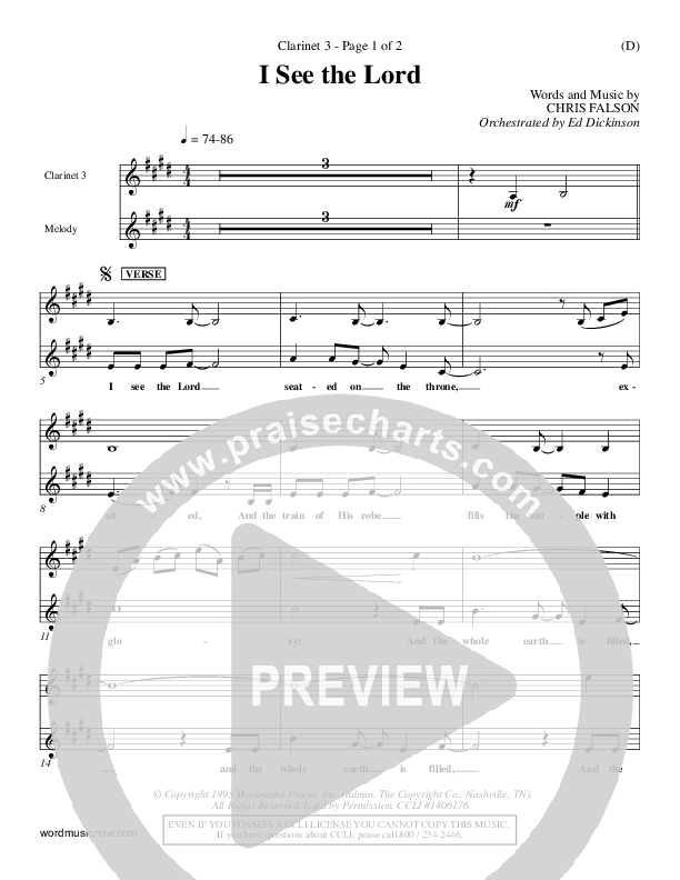 I See The Lord Clarinet 3 (Chris Falson)