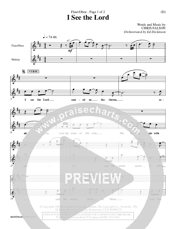 I See The Lord Flute/Oboe (Chris Falson)