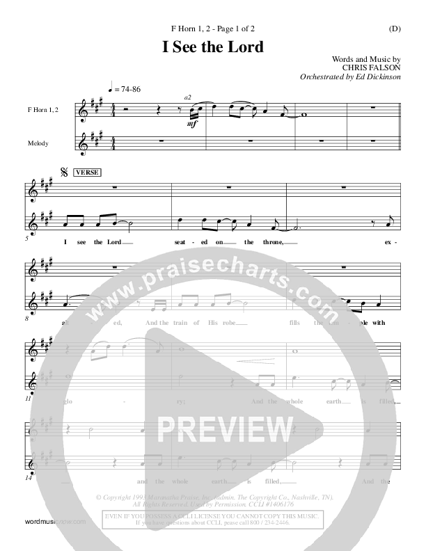 I See The Lord French Horn 1/2 (Chris Falson)