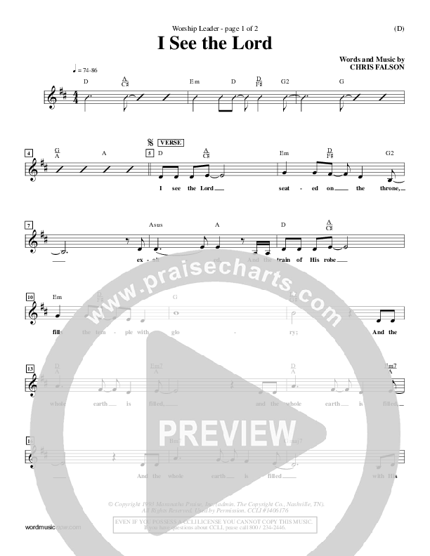 I See The Lord Lead Sheet (Chris Falson)