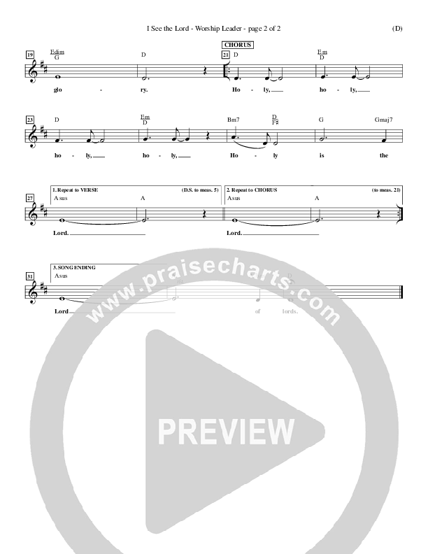 I See The Lord Lead Sheet (Chris Falson)
