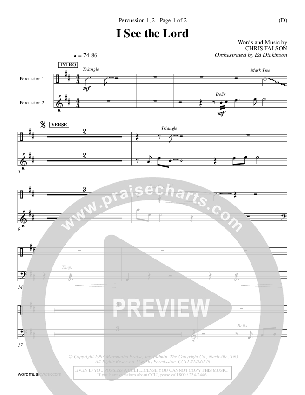 I See The Lord Percussion 1/2 (Chris Falson)