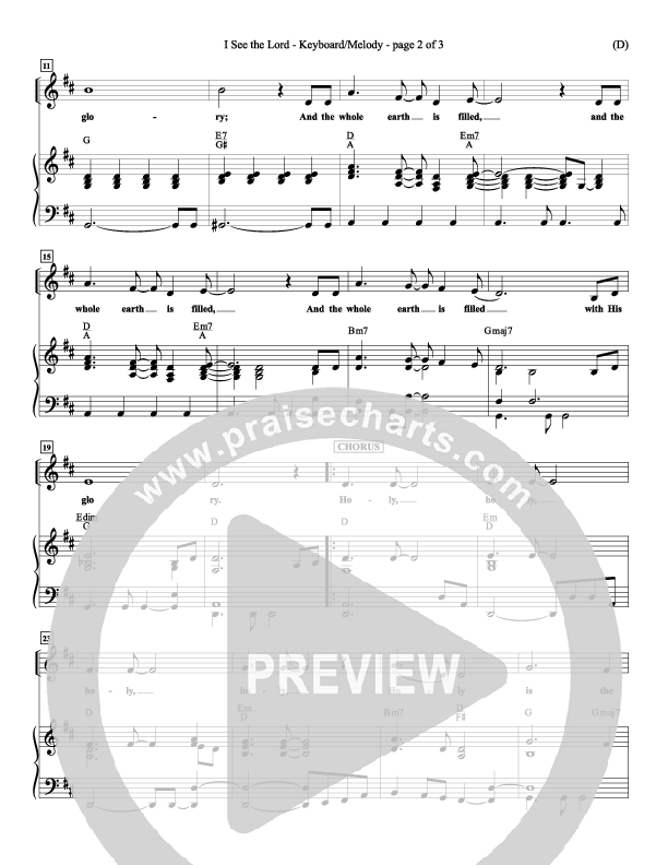 I See The Lord Piano Sheet (Chris Falson)