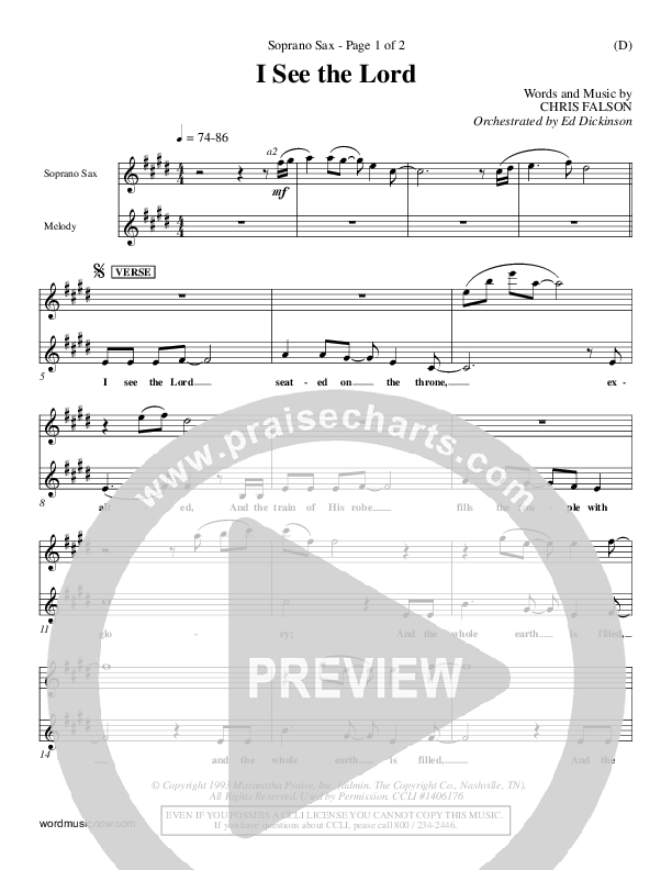 I See The Lord Soprano Sax (Chris Falson)