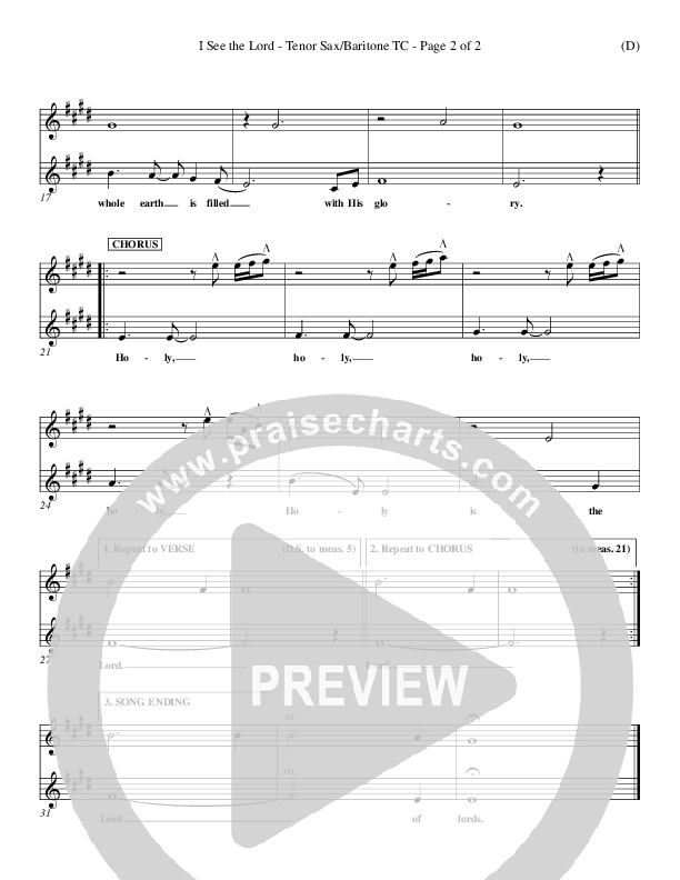 I See The Lord Tenor Sax/Baritone T.C. (Chris Falson)