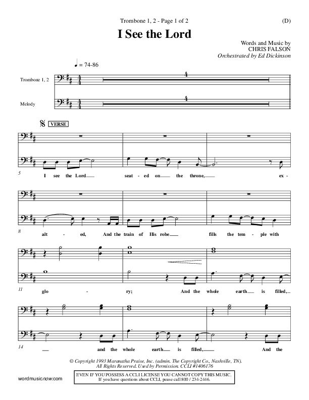 I See The Lord Trombone 1/2 (Chris Falson)